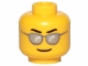 Part No: 3626pb3103  Name: Minifigure, Head Glasses with Black Wavy Eyebrows, Dark Bluish Gray Sunglasses with Silver Lenses, Grin Pattern