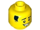 Part No: 3626pb3110  Name: Minifigure, Head Short Black Sideburns, Eyebrows, Right Raised, Goatee, and Open Mouth Smile with Teeth Pattern