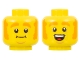Part No: 3626pb3177  Name: Minifigure, Head Dual Sided Orange Thick Eyebrows and Mutton Chops, Medium Nougat Chin Dimple, Neutral / Open Mouth Smile with Top Teeth and Red Tongue Pattern