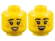 Part No: 3626pb3182  Name: Minifigure, Head Dual Sided Female Black Eyebrows, Eyelashes, Dark Orange Freckles, Medium Nougat Lips, Open Mouth Smile with Teeth / Top Teeth Pattern