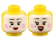 Part No: 3626pb3183  Name: Minifigure, Head Dual Sided Female White Face, Black Eyebrows, Beauty Mark, Bright Pink Circles on Cheeks, Red Lips, Grin / Open Mouth Smile with Top Teeth Pattern