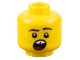 Part No: 3626pb3184  Name: Minifigure, Head Black Eyebrows, Medium Nougat Freckles, Open Mouth with Gap in Teeth, Red Tongue Pattern