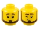 Part No: 3626pb3196  Name: Minifigure, Head Dual Sided Dark Brown Eyebrows and Beard, Neutral / Wink Right Pattern
