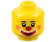 Part No: 3626pb3199  Name: Minifigure, Head Clown Black Eyebrows, Coral Cheeks, Red Nose and Large Mouth Makeup Pattern (BAM)