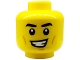 Part No: 3626pb3266  Name: Minifigure, Head Black Eyebrows, Medium Nougat Chin Dimple and Cheek Lines, Lopsided Open Mouth Smile with Teeth Pattern