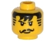 Part No: 3626pb3320 Name: Minifigure, Head Black Thin Eyebrows, Curled Moustache, Hair with Bangs and Striped Sideburns, Small Lopsided Grin, White Glints in Eyes Pattern Part No: 3626pb3320 Name: Minifigure, Head Black Thin Eyebrows, Curled Moustache, Hair with Bangs and Striped Sideburns, Small Lopsided Grin, White Glints in Eyes Pattern