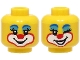 Part No: 3626pb3324  Name: Minifigure, Head Dual Sided Female Clown Blue Eyebrows, Medium Azure Eye Shadow, Red Nose, Smile / Open Mouth and Wink Pattern (BAM)