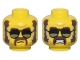 Part No: 3626pb3369  Name: Minifigure, Head Dual Sided Dark Brown Eyebrows, Sideburns, Moustache, and Stubble, Black and Silver Glasses, Closed Mouth / Open Mouth Scowl Pattern