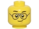 Part No: 3626pb3371  Name: Minifigure, Head Black Eyebrows, Silver Glasses, and Closed Mouth Crooked Smile Pattern
