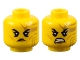Part No: 3626pb3388  Name: Minifigure, Head Dual Sided Female Black Eyebrows, Gold Circuitry and Lips, Medium Nougat Cheek Lines, Frown / Bared Teeth Pattern