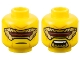 Part No: 3626pb3402  Name: Minifigure, Head Dual Sided Gold Eye Mask with Dark Red Visor, Medium Nougat Jowl Lines and Wrinkles, Neutral / Open Mouth with Sharp Bottom Teeth Pattern