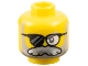 Part No: 3626pb3438  Name: Minifigure, Head Dark Bluish Gray Eye, Black Sunglasses with Clear Left Lens, Light Bluish Gray and Silver Beard and Moustache Pattern