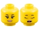 Part No: 3626pb3439  Name: Minifigure, Head Dual Sided Female Black Eyebrows and Eyelashes, Bright Pink Lips, Grin / Open Mouth with Coral Tongue, Sleeping Pattern