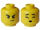 Part No: 3626pb3450  Name: Minifigure, Head Dual Sided Black Eyebrows, Medium Nougat Chin Dimple, Scowl / Open Mouth Sleeping Pattern