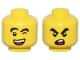 Part No: 3626pb3496  Name: Minifigure, Head Dual Sided Black Thick Eyebrows, Wink and Open Mouth with White Teeth and Red Tongue Smile / Angry Open Mouth Pattern