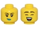 Part No: 3626pb3506  Name: Minifigure, Head Dual Sided Female Thin Black Eyebrows, Dark Turquoise Lips, and Crooked Smile / Closed Eyes, Open Mouth Smile Pattern