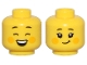 Part No: 3626pb3509  Name: Minifigure, Head Dual Sided Female Black Eyebrows, Bright Light Orange Cheek Spots, Closed Eyes, Open Mouth Smile / Closed Mouth Smile Pattern