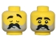 Part No: 3626pb3518  Name: Minifigure, Head Dual Sided Thick Black Eyebrows and Moustache, Light Bluish Gray Beard Stubble, Closed Eyes and Eyebrow Raised / Small Smile Pattern