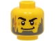 Part No: 3626pb3544  Name: Minifigure, Head Thick Black Eyebrows, Dark Bluish Gray Beard, Medium Nougat Lightning Bolt Scar, Flat Grin Pattern