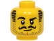 Part No: 3626pb3600  Name: Minifigure, Head Black Eyebrows, Curly Moustache, and Striped Sideburns, Dark Tan Stubble, Medium Nougat Chin Dimple, Grin Pattern