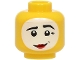 Part No: 3626pb3633  Name: Minifigure, Head Black Eyebrows and Dimples, White Face Paint, Red Lips, Lopsided Grin Pattern