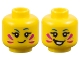 Part No: 3626pb3636  Name: Minifigure, Head Dual Sided Female Blue Eyebrows, Black Eyelashes, Magenta Face Paint, Metallic Light Blue Dots, Lopsided Grin / Open Mouth Smile with Teeth Pattern