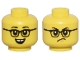Part No: 3626pb3660  Name: Minifigure, Head Dual Sided Black Eyebrows, Glasses, Open Mouth Smile with Gap Teeth / Angry Frown and Chin Dimple Pattern