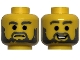 Part No: 3626pb3697  Name: Minifigure, Head Dual Sided Dark Bluish Gray Eyebrows, Moustache and Beard, Simulated Wear, Frown / Open Mouth Smile with Teeth Pattern