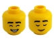Part No: 3626pb3751  Name: Minifigure, Head Dual Sided Black Eyebrows, Closed Eyes, Medium Nougat Chin Dimple, Open Mouth Smile with Teeth / Closed Mouth Grin Pattern