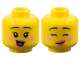 Part No: 3626pb3768  Name: Minifigure, Head Dual Sided Female Black Thin Eyebrows, Single Eyelashes, Bright Pink Cheeks, Dark Pink Lips, Open Mouth Smile with Tongue / Lopsided Grin with Eyes Closed Pattern