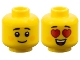 Part No: 3626pb3771  Name: Minifigure, Head Dual Sided Child Black Small Eyebrows, Bright Light Orange Circles on Cheeks, Grin / Red Heart Eyes and Open Mouth Smile with Top Teeth and Tongue Pattern
