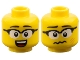 Part No: 3626pb3773  Name: Minifigure, Head Dual Sided Black Eyebrows, Glasses with White Lenses, Open Mouth Smile with Top Teeth and Red Tongue / Dizzy with Medium Nougat Scratches Pattern