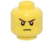 Part No: 3626pb3795  Name: Minifigure, Head Reddish Brown Eyebrows, Nougat Freckles, Angry Scowl Pattern