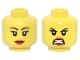 Part No: 3626pb3826  Name: Minifigure, Head Dual Sided Female Black Thin Eyebrows and Long Eyelashes, Thick Red Lips, Grin / Angry Bared Teeth Pattern