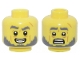 Part No: 3626pb3827  Name: Minifigure, Head Dual Sided Dark Bluish Gray Bushy Eyebrows and Beard, Medium Nougat Cheek Lines, Wrinkles and Scar, Open Mouth Smile with Teeth Parted / Scared Pattern