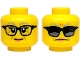 Part No: 3626pb3888  Name: Minifigure, Head Dual Sided Female Light Bluish Gray Eyebrows, Black Glasses, Medium Nougat Wrinkles, Nougat Lips, Grin / Sunglasses and Frown Pattern