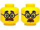 Part No: 3626pb3890  Name: Minifigure, Head Dual Sided Black Thick Eyebrows, Round Glasses, Reddish Brown Moustache, Medium Nougat Chin Dimple, Neutral / Surprised Open Mouth Pattern