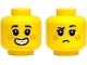 Part No: 3626pb3891  Name: Minifigure, Head Dual Sided Child Black Eyebrows and Eyelashes, Medium Nougat Freckles, Open Mouth Smile with Teeth and Silver Braces / Frown Pattern