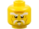 Part No: 3626pb3898  Name: Minifigure, Head White Bushy Eyebrows and Fu Manchu Moustache, Squinted Eyes, Medium Nougat Forehead Creases, Crow's Feet, and Cheek Lines Pattern