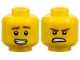 Part No: 3626pb4047  Name: Minifigure, Head Dual Sided Reddish Brown Eyebrows and Freckles, Open Smile / Scowl Pattern (Jay)