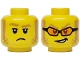 Part No: 3626pb4067  Name: Minifigure, Head Dual Sided Medium Nougat Eyebrows, Sideburns and Sunglasses, White Pupils, Sad / Excited Smile Pattern