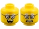 Part No: 3626pb4073  Name: Minifigure, Head Dual Sided, Medium Nougat Age Lines, White Eyebrows, Black Glasses, Open Smile / Scared Pattern
