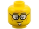Part No: 3626pb4079  Name: Minifigure, Head Dark Bluish Gray Eyebrows, Black Glasses, Medium Nougat Age Lines, White Soul Patch Pattern