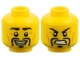 Part No: 3626pb4080  Name: Minifigure, Head Dual Sided, Black Eyebrows and Fu Manchu, Medium Nougat Ages Lines, Smile / Scowl Pattern