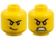 Part No: 3626pb4081  Name: Minifigure, Head Dual Sided, Black Eyebrows, Lopsided Grin / Scowl with Red Eyes Pattern