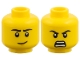 Part No: 3626pb4084  Name: Minfigure, Head Dual Sided, Black Eyebrows, Lopsided Grin / Open Scowl with Teeth Pattern