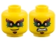 Part No: 3626pb4095  Name: Minifigure, Head Dual Sided, Reddish Brown Bushy Eyebrows, Dark Green Domino Mask, Copper Eyes, Soul Patch, Grin / Scowl Pattern