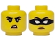 Part No: 3626pb4106  Name: Minifigure, Head Dual Sided Female Black Eyebrows and Eyelashes, Medium Nougat Lips, Open Mouth Scowl with White Teeth / Black Mask Pattern
