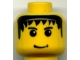 Part No: 3626px126  Name: Minifigure, Head Male Black Hair, Eyebrows, and Small Grin Pattern