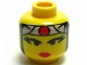 Part No: 3626px3  Name: Minifigure, Head Female with Red Lips, Eyelashes, Gray Headband with Red Circle Pattern